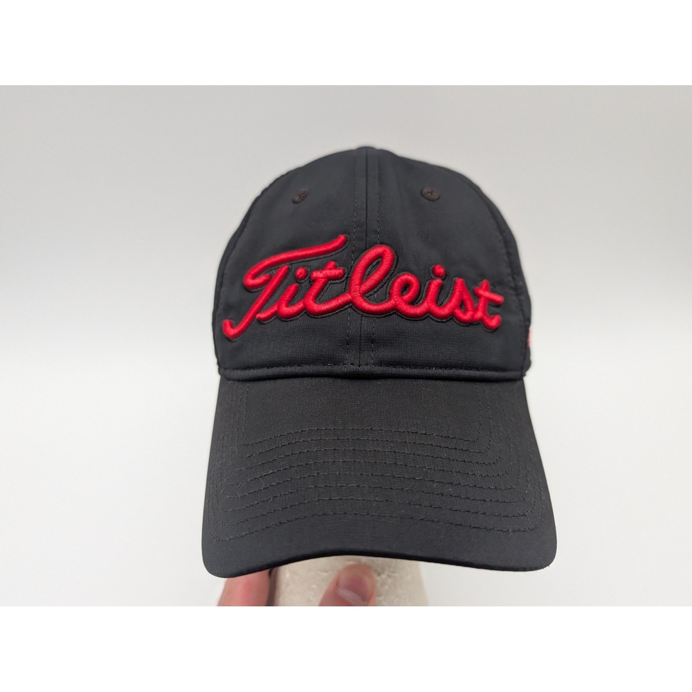 Titleist Golf Hat Black Red Pro V1 FJ Adjustable Strap Baseball Cap